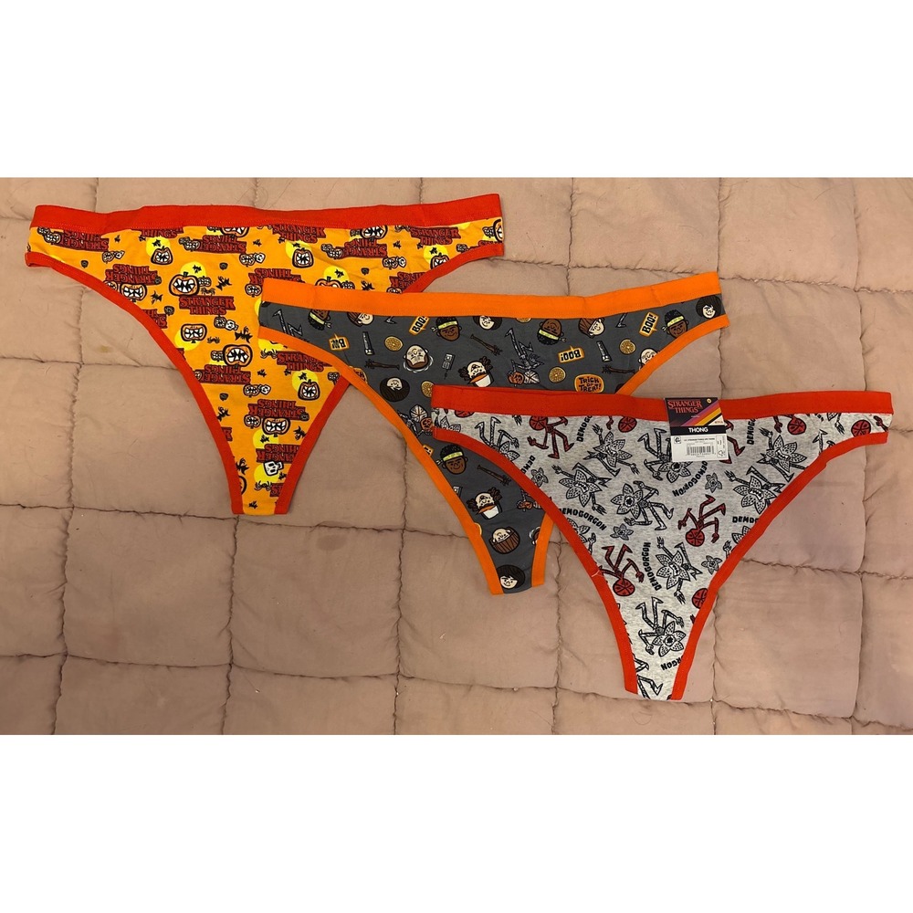 NEW Stranger Things Women's 3pk Printed Cotton Thong Panties, Size XXL (20)